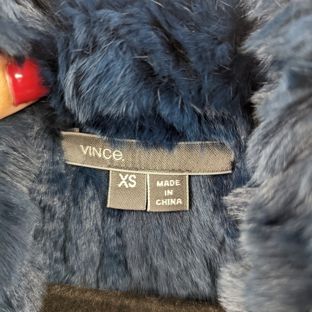 VINCE. Rabbit Fur Open Front Vest - Picture 3 of 8